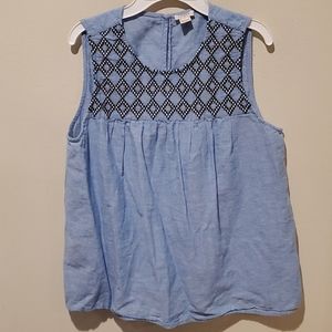 ❤J CREW FACTORY EMBROIDERED LINEN BLEND TOP/SHIRT